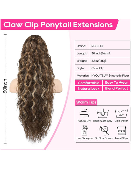 Extensión de Cola de Caballo Rizada REECHO 76.2 cm Marrón Chocolate