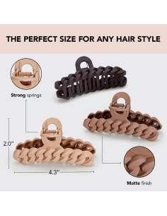 Set de 3 Clips de Garra Grandes Kitsch para Cabello Grueso 2