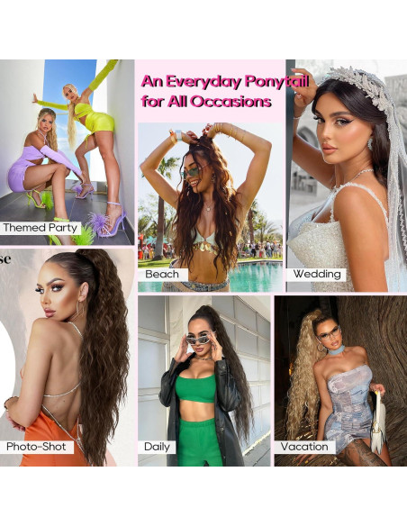 Extensión de Cola de Caballo Rizada REECHO 76.2 cm Marrón Chocolate