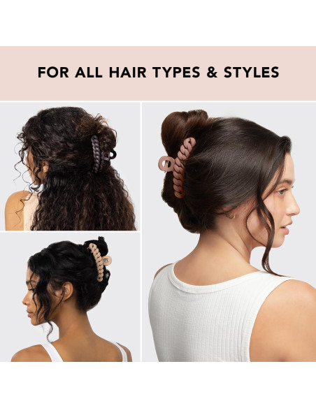 Set de 3 Clips de Garra Grandes Kitsch para Cabello Grueso
