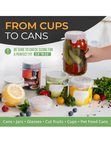 Tapa de Silicona Orblue 6 Piezas 6.6 a 8.9 cm Transparente