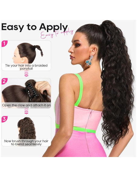 Extensión de Cola de Caballo Rizada REECHO 76.2 cm Marrón Chocolate