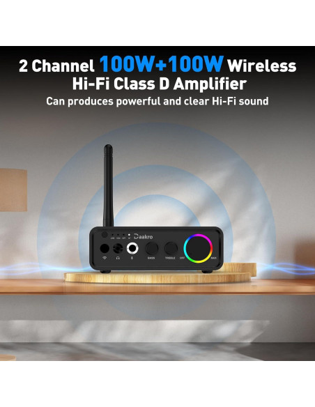 Amplificador Estéreo HiFi Daakro M19-BT 100W x 2 Bluetooth