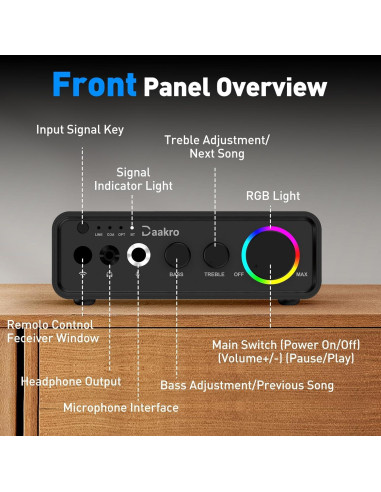 Amplificador Estéreo HiFi Daakro M19-BT 100W x 2 Bluetooth
