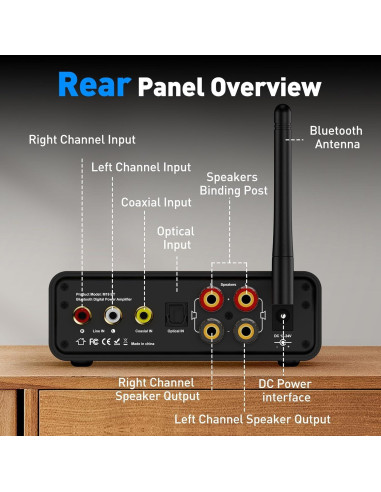 Amplificador Estéreo HiFi Daakro M19-BT 100W x 2 Bluetooth