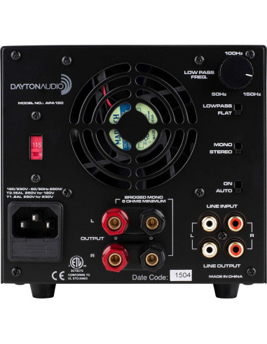 Amplificador de Potencia Dayton Audio APA150 150W 2 Canales
