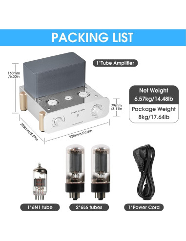 Amplificador de Válvula HiFi Douk Audio F5 Clase A 6W Estéreo