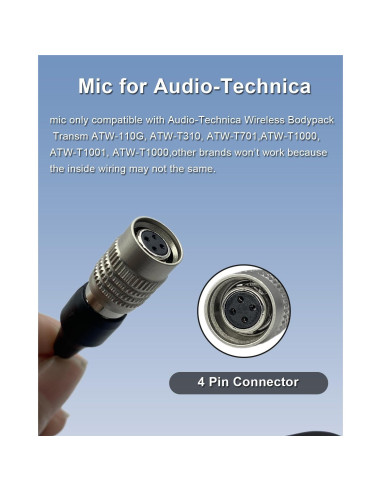 Micrófono Lavalier Audio-Technica Hirose 4 Pines Unidireccional