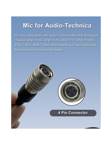 Micrófono Lavalier Audio-Technica Hirose 4 Pines Unidireccional