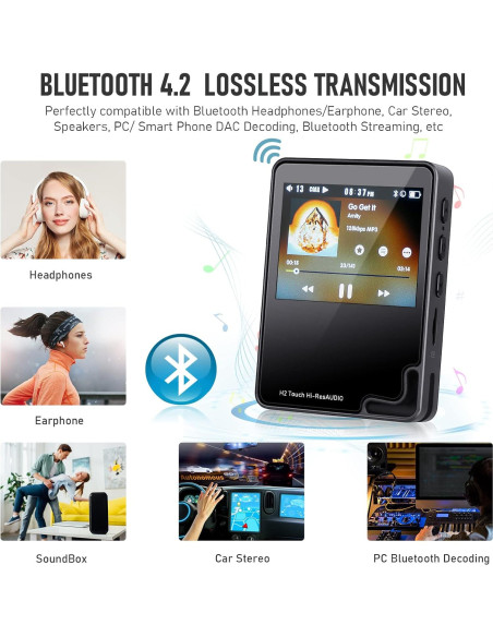 Reproductor MP3 Bluetooth H2 Touch 32GB Alta Resolución