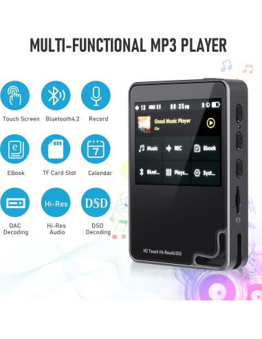 Reproductor MP3 Bluetooth H2 Touch 32GB Alta Resolución