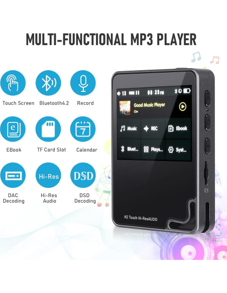 Reproductor MP3 Bluetooth H2 Touch 32GB Alta Resolución