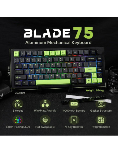 Teclado Mecánico Inalámbrico MechLands Blade75 RGB 4000mAh