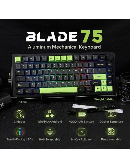 Teclado Mecánico Inalámbrico MechLands Blade75 RGB 4000mAh