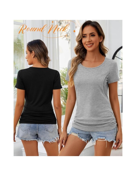 Ficerd 4 Camisetas de Lactancia Manga Corta para Mujeres