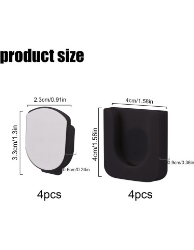 4 Soportes Magnéticos para Control Remoto Gosknor - ABS Negro