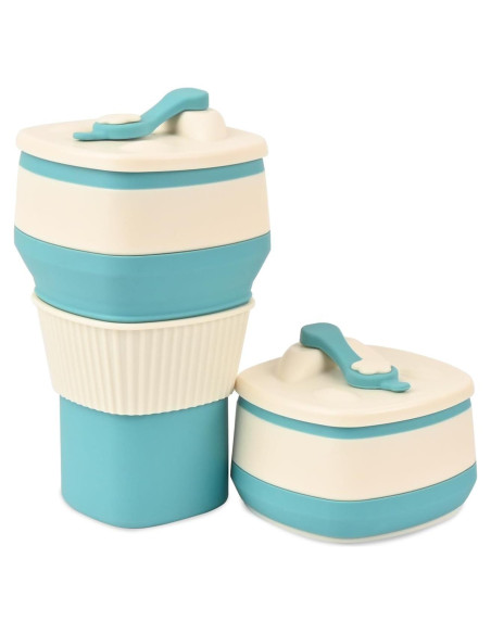 Taza Plegable de Silicona NWsystems 550 ml Azul Turquesa