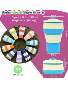 Taza Plegable de Silicona NWsystems 550 ml Azul Turquesa 2