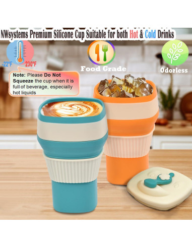 Taza Plegable de Silicona NWsystems 550 ml Azul Turquesa