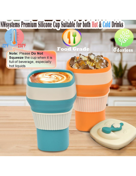 Taza Plegable de Silicona NWsystems 550 ml Azul Turquesa