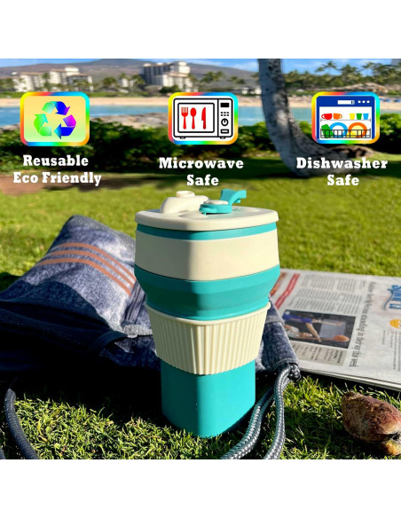 Taza Plegable de Silicona NWsystems 550 ml Azul Turquesa