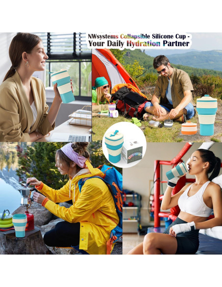 Taza Plegable de Silicona NWsystems 550 ml Azul Turquesa