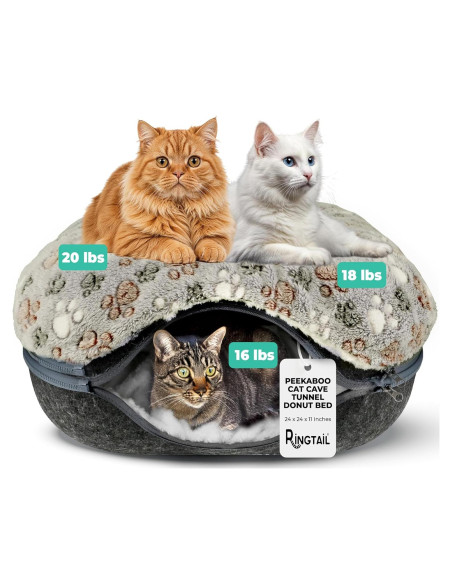 Cueva para Gatos RINGTAIL con Cojines - Cama Donut 24x24 cm
