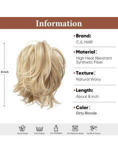 Extensiones de Cabello Sintético CJL HAIR Coleta Corto Rubio Sucio 2