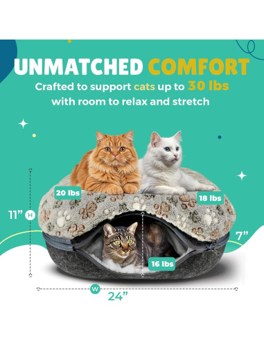 Cueva para Gatos RINGTAIL con Cojines - Cama Donut 24x24 cm