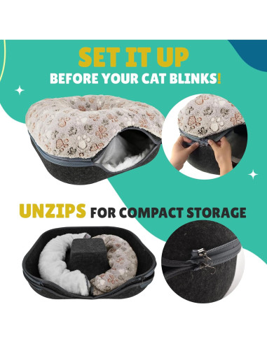 Cueva para Gatos RINGTAIL con Cojines - Cama Donut 24x24 cm