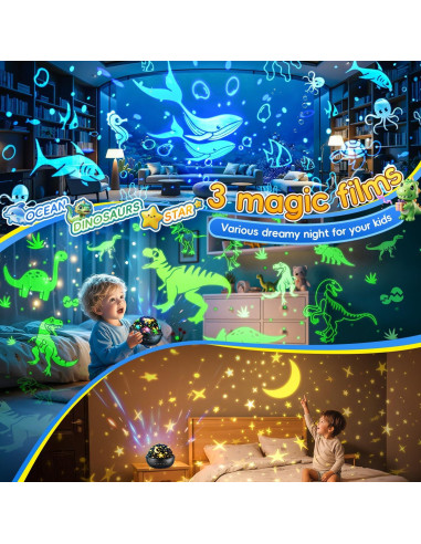 Proyector Luz Nocturna Dinosaurios PIKOY 31 Colores 360