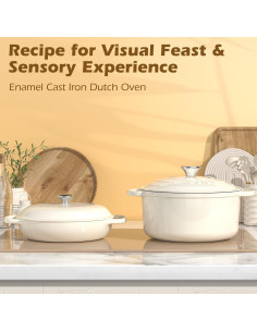 Horno Holandés Umite Chef 5QT Hierro Fundido Enameled Blanco 2