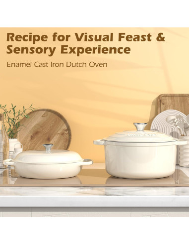 Horno Holandés Umite Chef 5QT Hierro Fundido Enameled Blanco