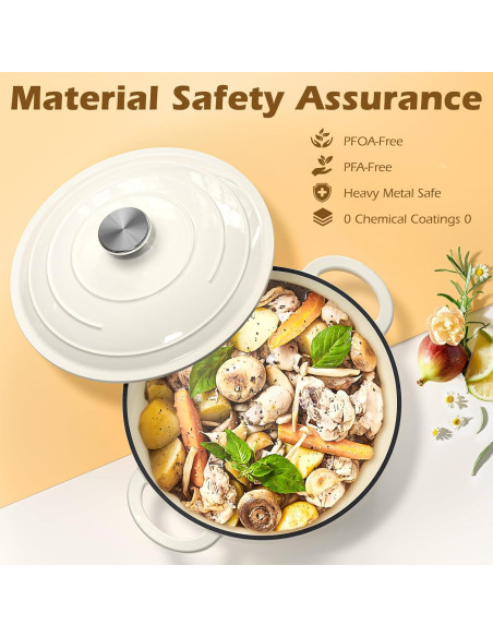 Horno Holandés Umite Chef 5QT Hierro Fundido Enameled Blanco