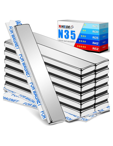 Barras de Imán de Neodimio MIKEDE 12 Piezas 60x10x3mm N35