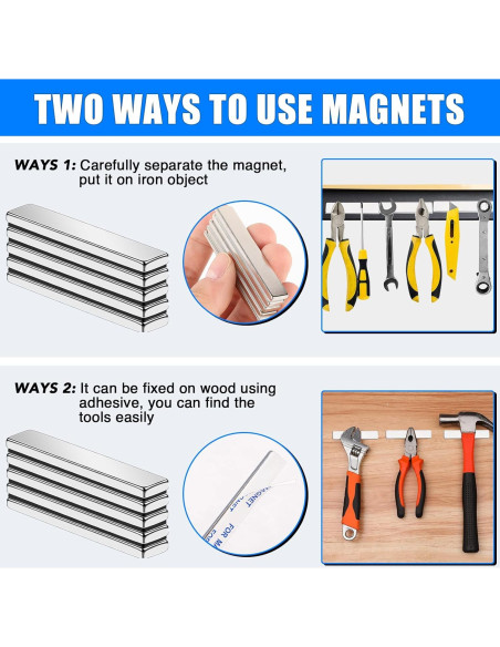 Barras de Imán de Neodimio MIKEDE 12 Piezas 60x10x3mm N35
