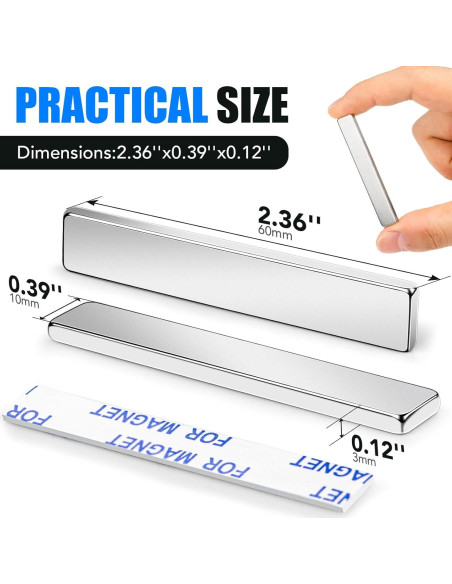 Barras de Imán de Neodimio MIKEDE 12 Piezas 60x10x3mm N35