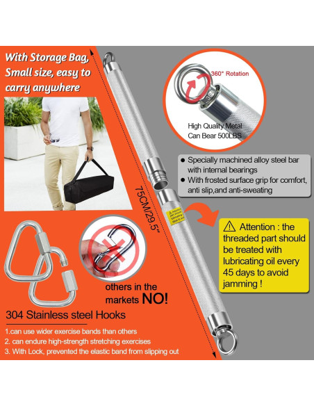 Conjunto de Barra de Resistencia DASKING 75cm 500LB para Gimnasio