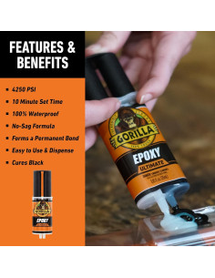 Gorilla Epoxy Ultimate 0.85oz Jeringa - Secado 10 Min, Impermeable 2