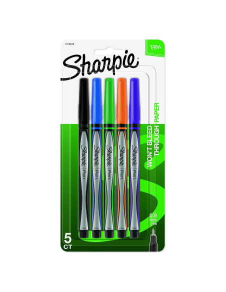 Bolígrafos Sharpie Punta Fina 0.8mm Colores Variados 5 Unidades