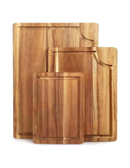 Juego de 3 tablas de cortar de madera AIDEA 38x25 cm