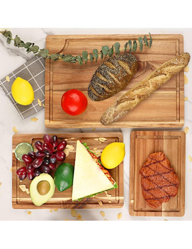 Juego de 3 tablas de cortar de madera AIDEA 38x25 cm