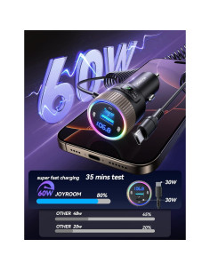 Transmisor FM Bluetooth 5.4 JOYROOM JR-CCB02 Cargador Rápido 60W 2