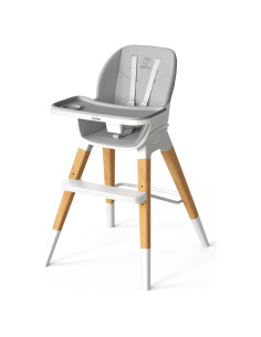Silla Alta Convertible 8 en 1 para Bebés Gris - Madera de Haya