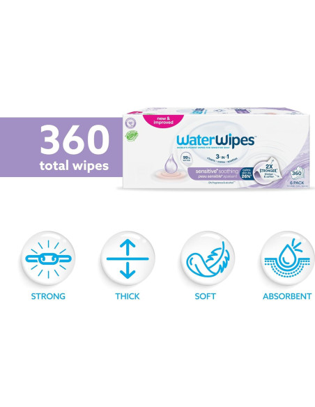 Toallitas Húmedas WaterWipes 360 Unidades Calmantes para Bebés