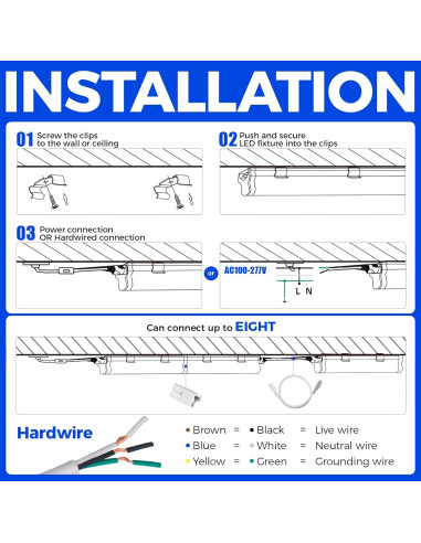 Barrina 6 Pack Luz LED T5 1.22m 2200lm 3000K Blanco Cálido