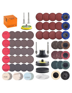 Paquete de 117 Discos de Lijado 50mm con Gancho y Bucle