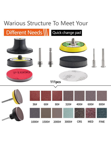 Paquete de 117 Discos de Lijado 50mm con Gancho y Bucle