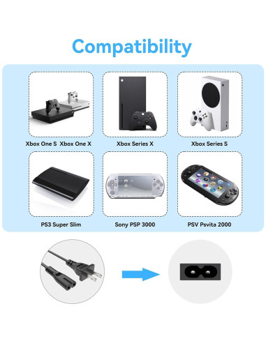 Cable de corriente CA para reproductor Panasonic DMR-EH69