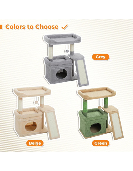 Torre para Gatos PEQULTI Beige con Perchero y Rascador